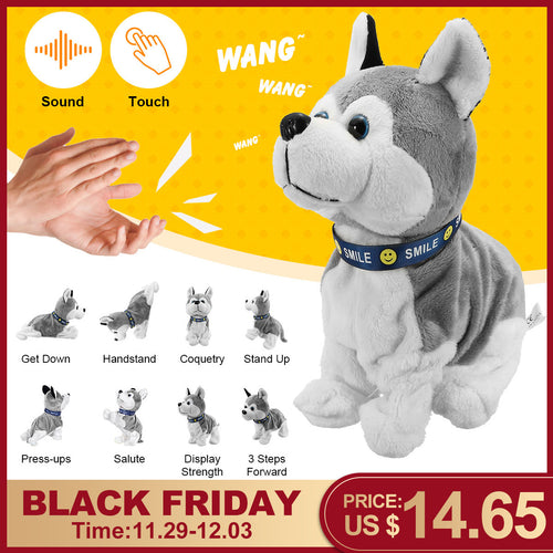 Electronic Robot Dog Sound Control Kids Plush Toy Sound Control Interactive Bark Stand Walk Electronic Toys Dog For Baby Gifts