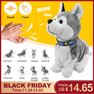 Electronic Robot Dog Sound Control Kids Plush Toy Sound Control Interactive Bark Stand Walk Electronic Toys Dog For Baby Gifts